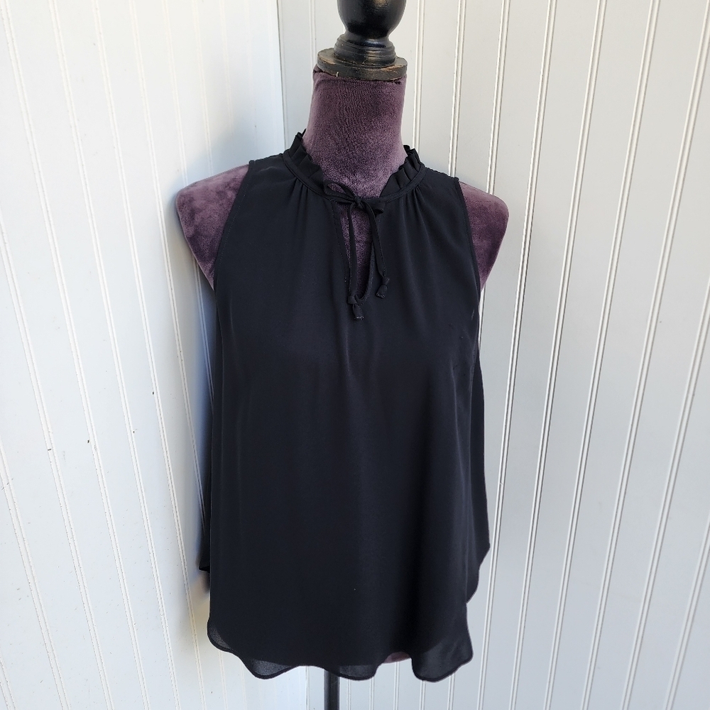 Express Women’s Sleeveless Black Stretch Top Blouse Keyhole Tie Size XS